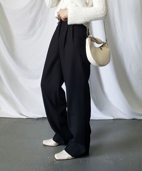 me+em select（ミームセレクト）の「【 新素材で新登場！ 】太ベルトハイウエストツイードタックスラックス（スラックス・レディース・アイボリー/ブラック/ブルー・SMALL/X-SMALL/MEDIUM/X-LARGE/LARGE）」の19枚目の写真