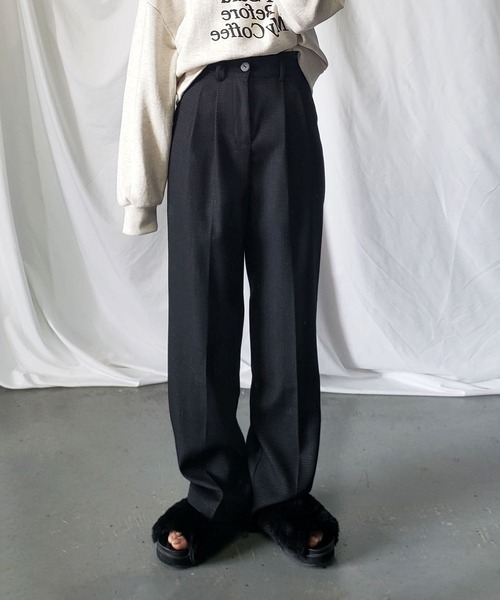 me+em select（ミームセレクト）の「【 新素材で新登場！ 】太ベルトハイウエストツイードタックスラックス（スラックス・レディース・アイボリー/ブラック/ブルー・SMALL/X-SMALL/MEDIUM/X-LARGE/LARGE）」の13枚目の写真