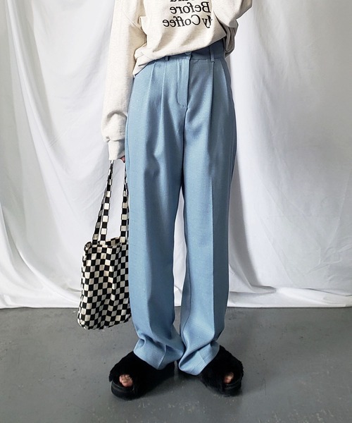 me+em select（ミームセレクト）の「【 新素材で新登場！ 】太ベルトハイウエストツイードタックスラックス（スラックス・レディース・アイボリー/ブラック/ブルー・SMALL/X-SMALL/MEDIUM/X-LARGE/LARGE）」の22枚目の写真