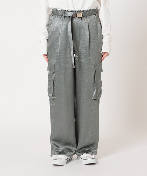 SLOBE citron.（スローブシトロン）の「SLOBE citron.サテンカーゴパンツ（カーゴパンツ・レディース・ライトグレー/サックスブルー/ピンク・FREE）」の13枚目の写真