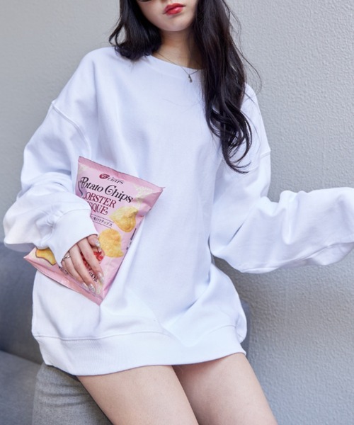 OLUPIC（オルピック）の「OLUPIC/【WEB限定】裏起毛カラーBIGプルオーバー（スウェット・レディース・グリーン系その他/ホワイト/サックスブルー/ライトピンク/ブラック/ベージュ/ライトベージュ・MEDIUM/LARGE）」の10枚目の写真