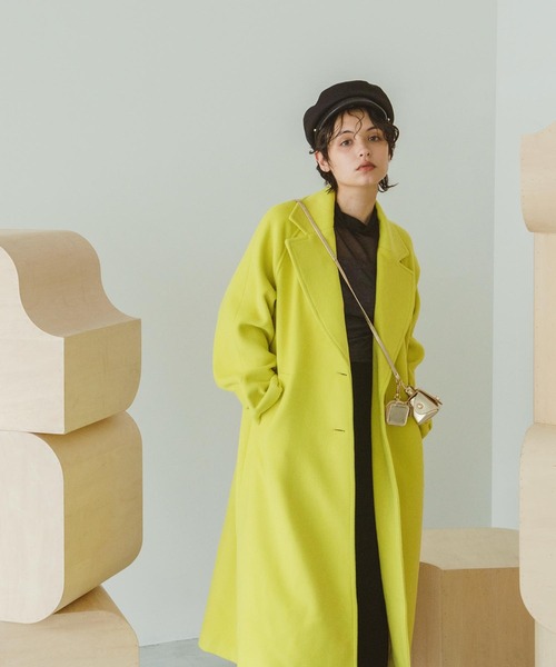 Three Four Time（ｽﾘｰﾌｫｰﾀｲﾑ）の「シングルカラーコート（チェスターコート・レディース・グリーン/イエロー・FREE）」の2枚目の写真