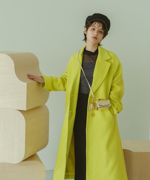 Three Four Time（ｽﾘｰﾌｫｰﾀｲﾑ）の「シングルカラーコート（チェスターコート・レディース・グリーン/イエロー・FREE）」の5枚目の写真