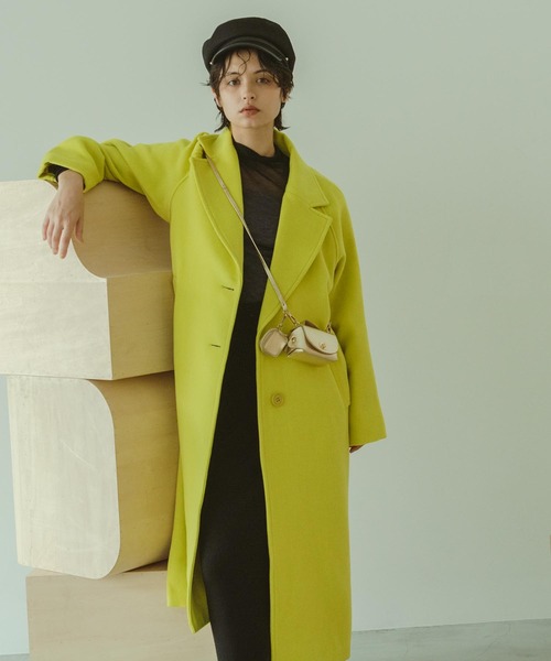 Three Four Time（ｽﾘｰﾌｫｰﾀｲﾑ）の「シングルカラーコート（チェスターコート・レディース・グリーン/イエロー・FREE）」の6枚目の写真