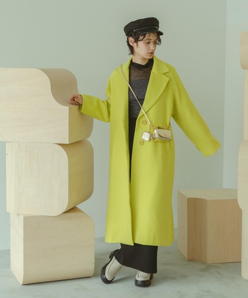 Three Four Time（ｽﾘｰﾌｫｰﾀｲﾑ）の「シングルカラーコート（チェスターコート・レディース・グリーン/イエロー・FREE）」の7枚目の写真