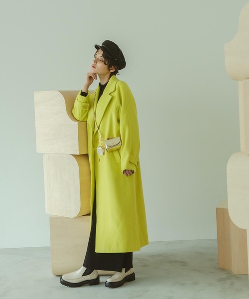 Three Four Time（ｽﾘｰﾌｫｰﾀｲﾑ）の「シングルカラーコート（チェスターコート・レディース・グリーン/イエロー・FREE）」の8枚目の写真