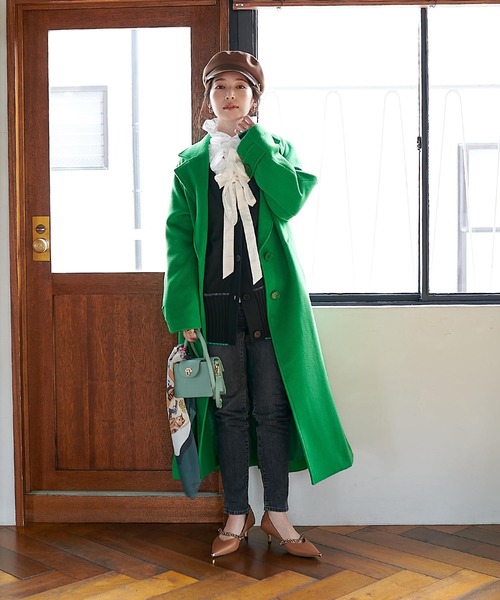 Three Four Time（ｽﾘｰﾌｫｰﾀｲﾑ）の「シングルカラーコート（チェスターコート・レディース・グリーン/イエロー・FREE）」の10枚目の写真