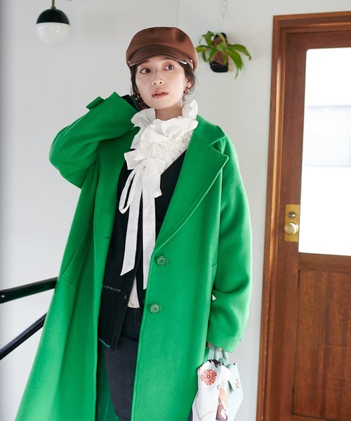 Three Four Time（ｽﾘｰﾌｫｰﾀｲﾑ）の「シングルカラーコート（チェスターコート・レディース・グリーン/イエロー・FREE）」の11枚目の写真