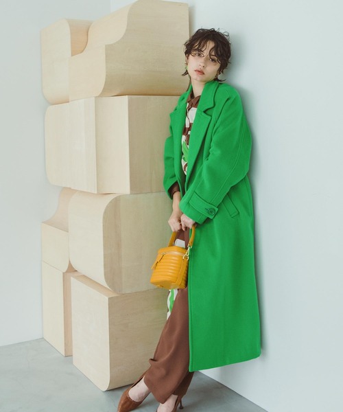 Three Four Time（ｽﾘｰﾌｫｰﾀｲﾑ）の「シングルカラーコート（チェスターコート・レディース・グリーン/イエロー・FREE）」の12枚目の写真