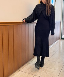 abc une face | ケーブルアンサンブルニットワンピース(ワンピース)