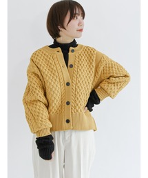 無撚糸ケーブルカーディガン