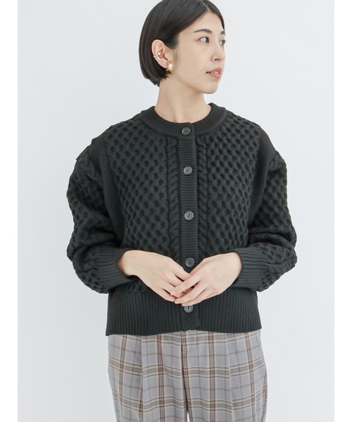 Lugnoncure(ルノンキュール)の「無撚糸ケーブルカーディガン(カーディガン/ボレロ・レディース・オフホワイト/イエロー/ブルー/ブラック・フリ-)」の3枚目の写真