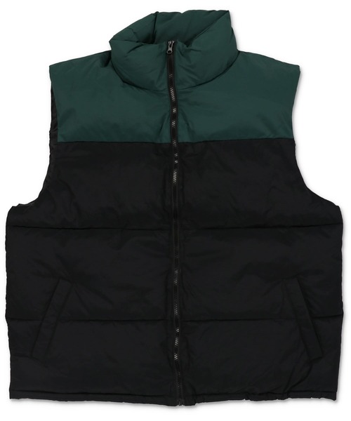 SPINNS(スピンズ)の「【ビックシルエット】ジップアップ 切り替えフェイクダウンベスト(ベスト・メンズ・ブラック×グリーン/ネイビー系/ブラック/グリーン系その他・M/L)」の20枚目の写真