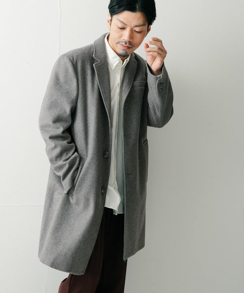 ITEMS URBANRESEARCH（アイテムズ アーバンリサーチ）の「Wool Blend チェスターコート（チェスターコート・メンズ・ネイビー/グレー/ブラック・MEDIUM/LARGE）」の3枚目の写真