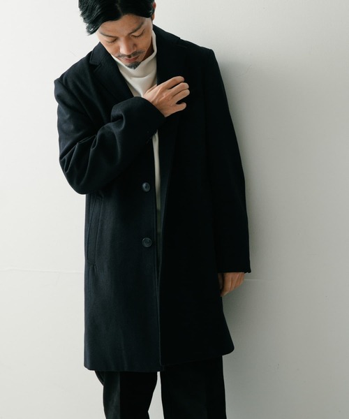ITEMS URBANRESEARCH（アイテムズ アーバンリサーチ）の「Wool Blend チェスターコート（チェスターコート・メンズ・ネイビー/グレー/ブラック・MEDIUM/LARGE）」の5枚目の写真