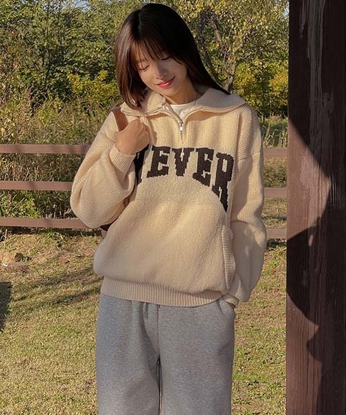 SONA(ソナ)の「SONYUNARA NEVER英文プリントハーフジップアップニット(ニット/セーター・レディース・アイボリー・ONE SIZE)」の17枚目の写真