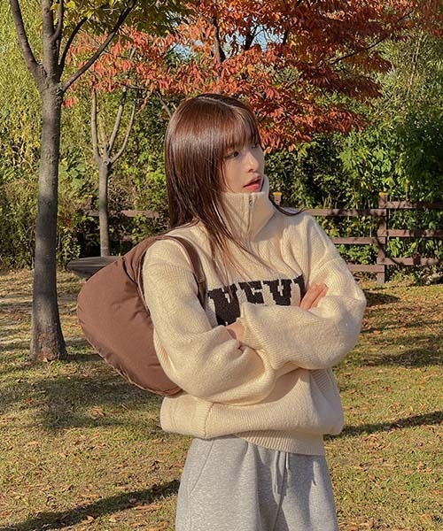 SONA(ソナ)の「SONYUNARA NEVER英文プリントハーフジップアップニット(ニット/セーター・レディース・アイボリー・ONE SIZE)」の7枚目の写真