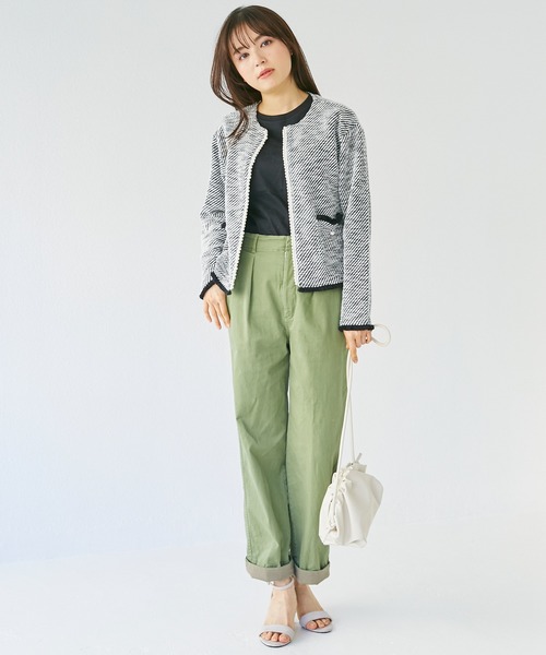 INCEDE（インシード）の「ツイードライク フリンジカットカーディガン（カーディガン/ボレロ・レディース・オフホワイト/ブラック・M/L/LL/3L/4L）」の4枚目の写真