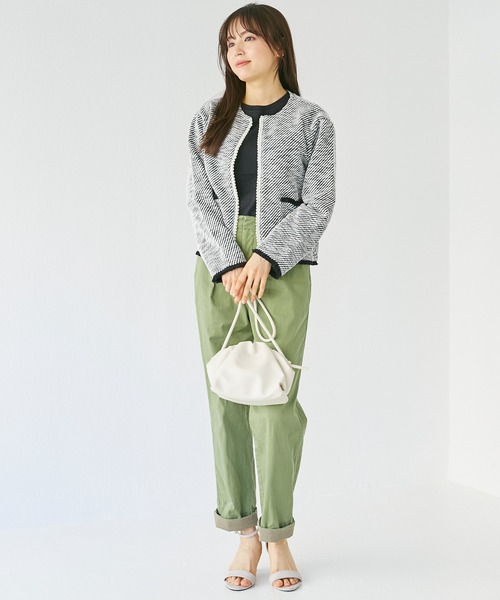 INCEDE（インシード）の「ツイードライク フリンジカットカーディガン（カーディガン/ボレロ・レディース・オフホワイト/ブラック・M/L/LL/3L/4L）」の20枚目の写真