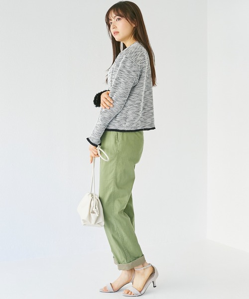 INCEDE（インシード）の「ツイードライク フリンジカットカーディガン（カーディガン/ボレロ・レディース・オフホワイト/ブラック・M/L/LL/3L/4L）」の15枚目の写真