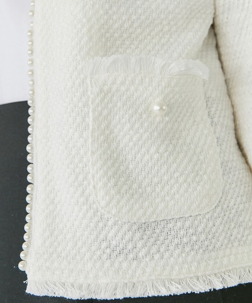 INCEDE（インシード）の「ツイードライク フリンジカットカーディガン（カーディガン/ボレロ・レディース・オフホワイト/ブラック・M/L/LL/3L/4L）」の9枚目の写真