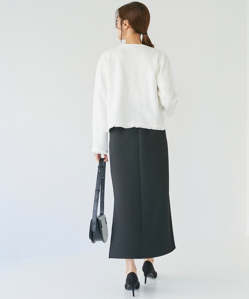 INCEDE（インシード）の「ツイードライク フリンジカットカーディガン（カーディガン/ボレロ・レディース・オフホワイト/ブラック・M/L/LL/3L/4L）」の14枚目の写真