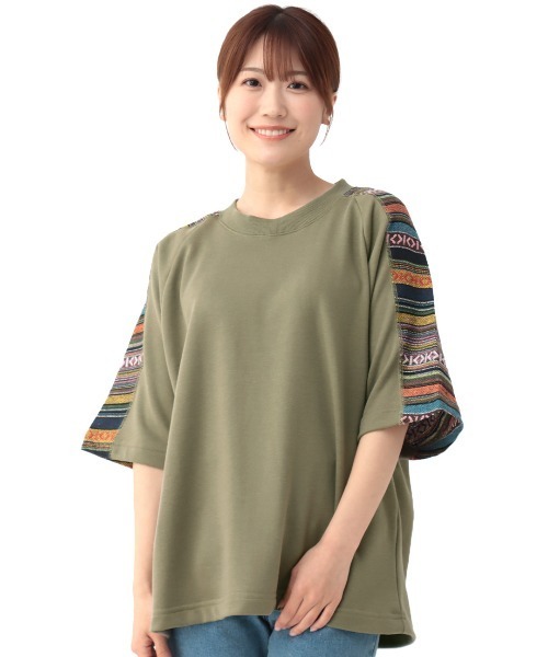 チチカカ（チチカカ）の「ジャガードヨークＴシャツ【ユニセックス】（Tシャツ/カットソー・メンズ・パープル/ブラック/グレー・FREE）」の11枚目の写真