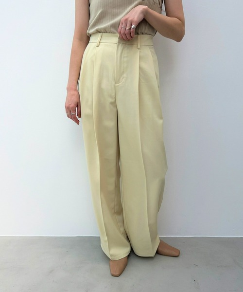 y/m(イム)の「エステルツイル2タックパンツ(スラックス・レディース・ベージュ/アイボリー/ブラック/グレー/パープル/イエロー・FREE)」の6枚目の写真