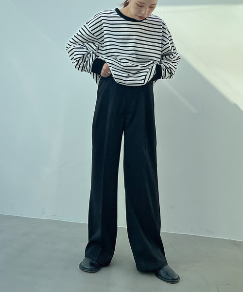 y/m(イム)の「エステルツイル2タックパンツ(スラックス・レディース・ベージュ/アイボリー/ブラック/グレー/パープル/イエロー・FREE)」の8枚目の写真