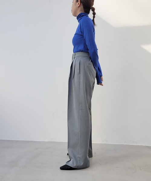 y/m(イム)の「エステルツイル2タックパンツ(スラックス・レディース・ベージュ/アイボリー/ブラック/グレー/パープル/イエロー・FREE)」の13枚目の写真