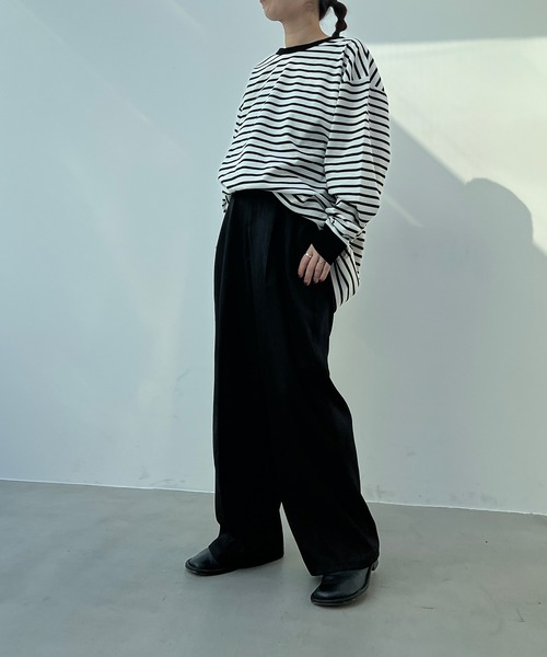 y/m(イム)の「エステルツイル2タックパンツ(スラックス・レディース・ベージュ/アイボリー/ブラック/グレー/パープル/イエロー・FREE)」の9枚目の写真