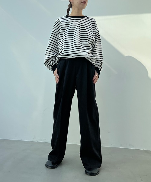 y/m(イム)の「エステルツイル2タックパンツ(スラックス・レディース・ベージュ/アイボリー/ブラック/グレー/パープル/イエロー・FREE)」の10枚目の写真