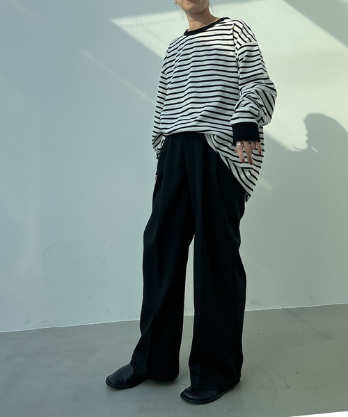 y/m(イム)の「エステルツイル2タックパンツ(スラックス・レディース・ベージュ/アイボリー/ブラック/グレー/パープル/イエロー・FREE)」の7枚目の写真