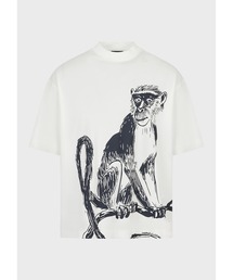 EMPORIO ARMANI | 【エンポリオ アルマーニ】ルーズフィットTシャツ テンセル混紡ジャージー マカクプリント(Tシャツ/カットソー)