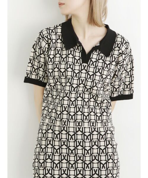 MURUA（ムルーア）の「モノグラムニットポロシャツ（ポロシャツ・レディース・ブラック/オレンジ/ブルー・FREE）」の2枚目の写真