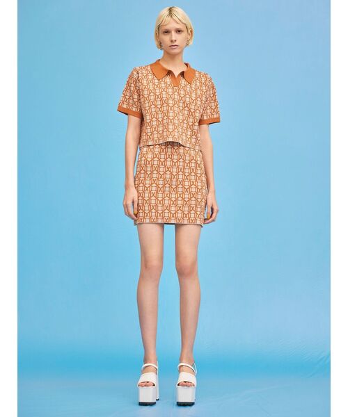 MURUA（ムルーア）の「モノグラムニットポロシャツ（ポロシャツ・レディース・ブラック/オレンジ/ブルー・FREE）」の11枚目の写真