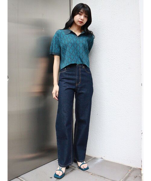 MURUA（ムルーア）の「モノグラムニットポロシャツ（ポロシャツ・レディース・ブラック/オレンジ/ブルー・FREE）」の18枚目の写真