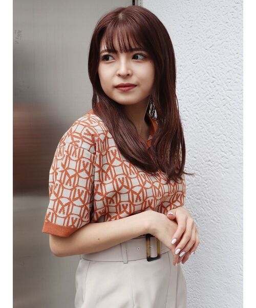 MURUA（ムルーア）の「モノグラムニットポロシャツ（ポロシャツ・レディース・ブラック/オレンジ/ブルー・FREE）」の20枚目の写真