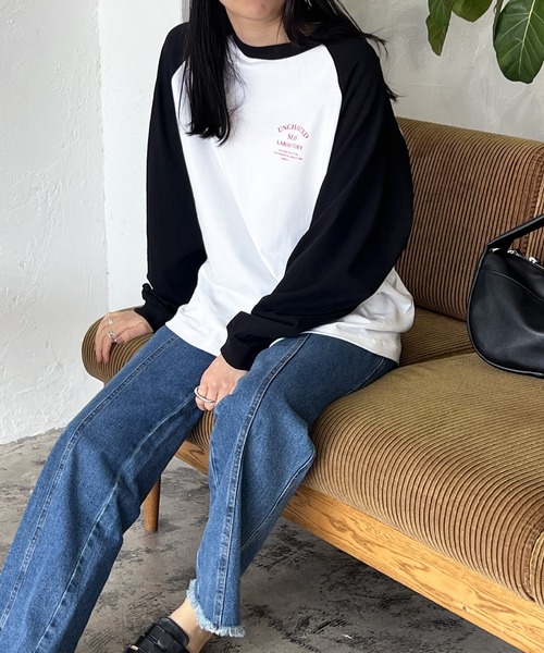 LIAN(リアン)の「ラグランスリーブロゴロンT(Tシャツ/カットソー・レディース・ブラック/ネイビー/グリーン・FREE)」の12枚目の写真