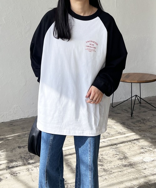 LIAN(リアン)の「ラグランスリーブロゴロンT(Tシャツ/カットソー・レディース・ブラック/ネイビー/グリーン・FREE)」の14枚目の写真
