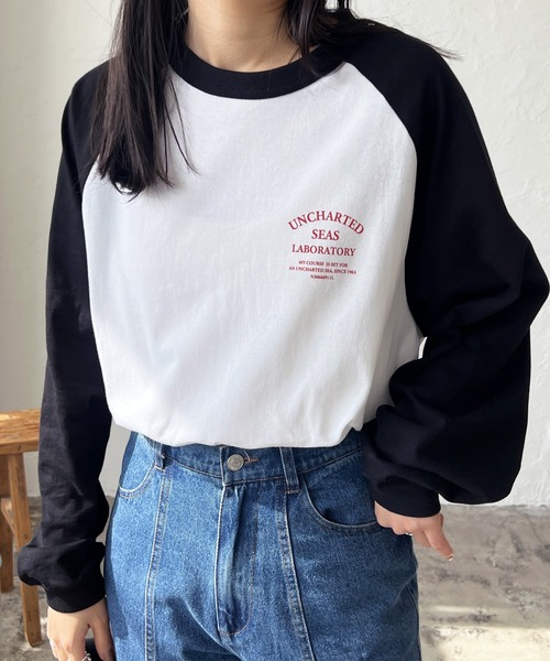 LIAN(リアン)の「ラグランスリーブロゴロンT(Tシャツ/カットソー・レディース・ブラック/ネイビー/グリーン・FREE)」の19枚目の写真