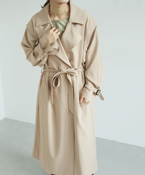Crisp（クリスプ）の「ロングジレトレンチコート（トレンチコート・レディース・グリーン/ベージュ・FREE）」の5枚目の写真