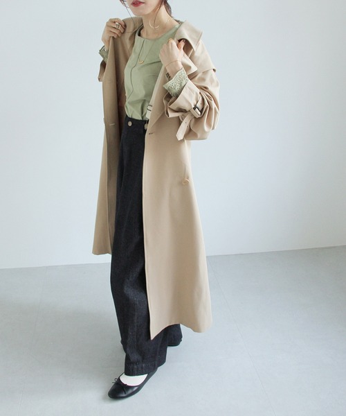 Crisp（クリスプ）の「ロングジレトレンチコート（トレンチコート・レディース・グリーン/ベージュ・FREE）」の7枚目の写真