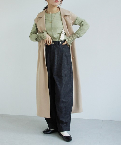 Crisp（クリスプ）の「ロングジレトレンチコート（トレンチコート・レディース・グリーン/ベージュ・FREE）」の11枚目の写真