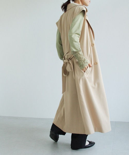 Crisp（クリスプ）の「ロングジレトレンチコート（トレンチコート・レディース・グリーン/ベージュ・FREE）」の12枚目の写真