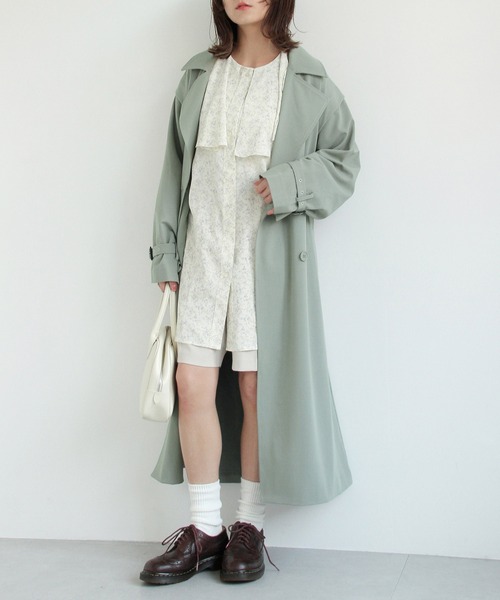 Crisp（クリスプ）の「ロングジレトレンチコート（トレンチコート・レディース・グリーン/ベージュ・FREE）」の16枚目の写真