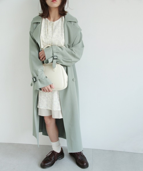 Crisp（クリスプ）の「ロングジレトレンチコート（トレンチコート・レディース・グリーン/ベージュ・FREE）」の18枚目の写真