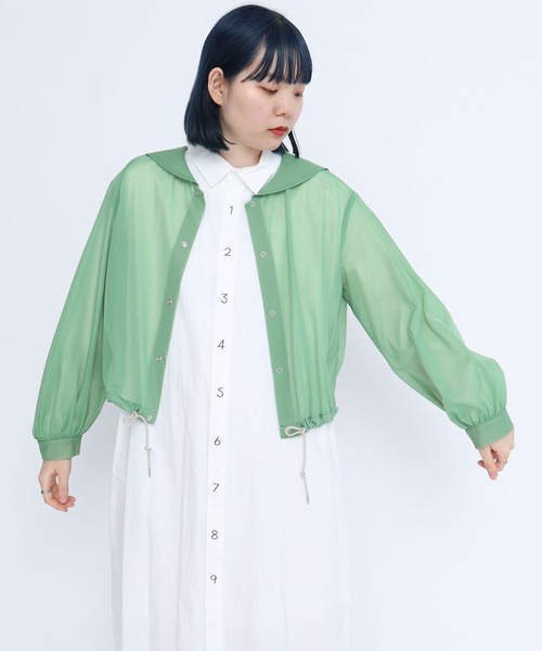 I am I in fact...（アイアムアイインファクト）の「Organza Tricot セーラーブルゾン（ブルゾン・レディース・ブラック/ブラウン/グリーン・FREE）」の19枚目の写真
