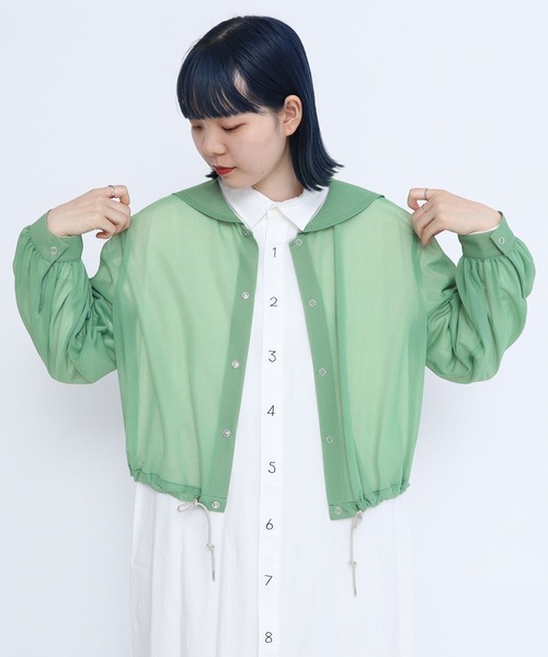 I am I in fact...（アイアムアイインファクト）の「Organza Tricot セーラーブルゾン（ブルゾン・レディース・ブラック/ブラウン/グリーン・FREE）」の21枚目の写真