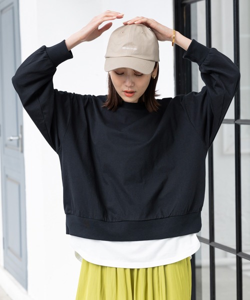 GLOBAL WORK(グローバルワーク)の「フェイクレイヤー長袖/WEB限定/176627(Tシャツ/カットソー・レディース・ブラック/ブルー系その他/モカ/グレイッシュベージュ・MEDIUM/LARGE)」の2枚目の写真